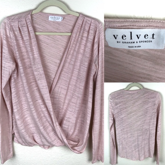 Velvet by Graham & Spencer Tops - Velvet by Graham + Spencer pink faux wrap top